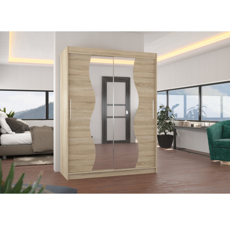 RENZO 150 tolóajtós szekrény tükörrel Sonoma+Sonoma