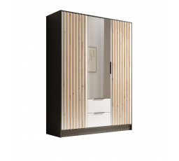 Neri 150 gardróbszekrény tükrökkel Fekete+Fehér