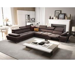 NAROŻNIK Z FUNKCJĄ SPANIA I RELAX GALAXY MAX 350x280 CM - Wybierz własny kolor - Zapisz swój wybór - Galeria tkanin poniżej , lewa