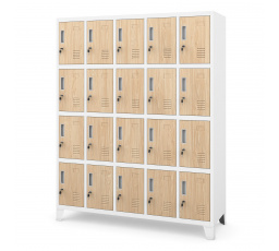 Fém öltözőszekrény BHP fehér/szonomatölgy: Eco Design ROBERT, 1360 x 1720 x 450 mm