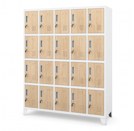 Fém öltözőszekrény BHP fehér/szonomatölgy: Eco Design ROBERT, 1360 x 1720 x 450 mm