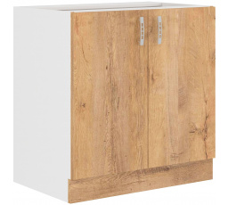 Dolní skřínka SARA - 80 D 2F BB, Bílá / Dub Lefkas
