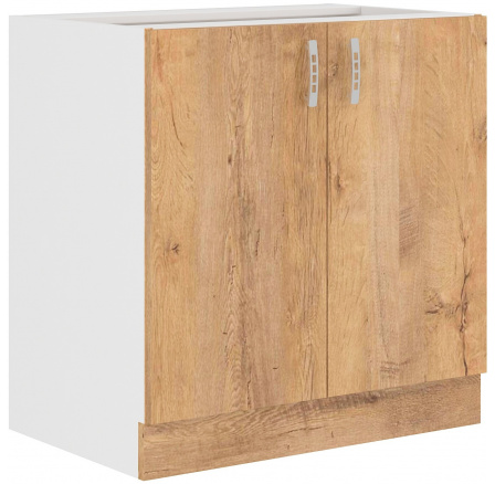 Dolní skřínka SARA - 80 D 2F BB, Bílá / Dub Lefkas