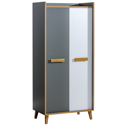 WERSO ruhásszekrény - W1, Fehér Briliáns+Antracit+Rivera