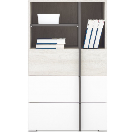 REMO RM7 komód, Fehér Wilton Tölgy/Fehér Lux/Antracit