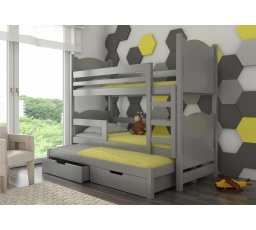 Háromszemélyes emeletes ágy matracokkal LETICIA Szürke