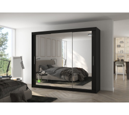 Tolóajtós szekrény tükörrel CHESTER 250 Fekete+Fekete