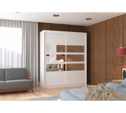 Tolóajtós szekrény tükörrel TOLEDO 180 Fehér+Fehér