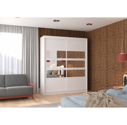 Tolóajtós szekrény tükörrel TOLEDO 180 Fehér+Fehér