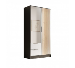 Neri 100 gardróbszekrény tükrökkel Fekete+Fehér