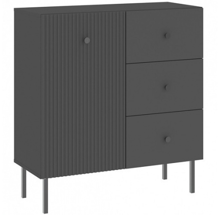 VIENA 1D3S komód, Fekete/Fekete