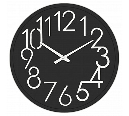 Hodiny nástěnné - pr. 60 cm, MDF, černé