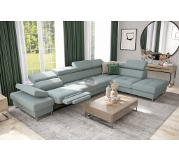 NAROŻNIK GALAXY RELAX Z FUNKCJĄ SPANIA 225X350 CM - Odcienie miętowego , prawa