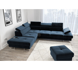 NAROŻNIK GALAXY Z FUNKCJĄ SPANIA 225X280 - lewa , Odcienie granatu