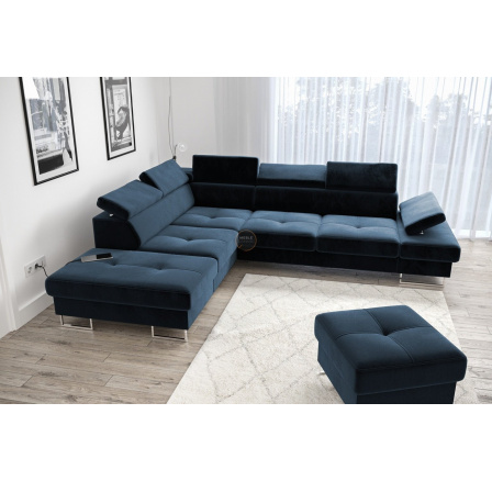 NAROŻNIK GALAXY Z FUNKCJĄ SPANIA 225X280 - lewa , Odcienie granatu