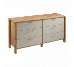 INDYGO K6S komód, Wotan Tölgy/Bézs