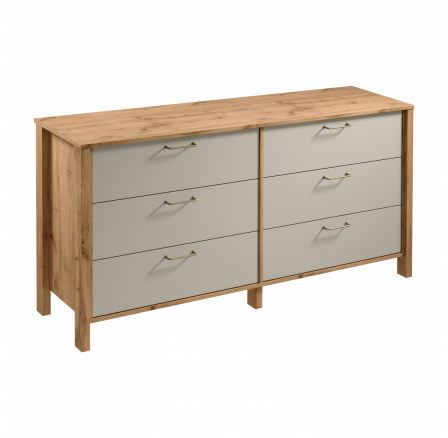 INDYGO K6S komód, Wotan Tölgy/Bézs