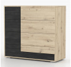 Komód 4S BAFRA - 46, Artisan Tölgy/Norvég Fekete