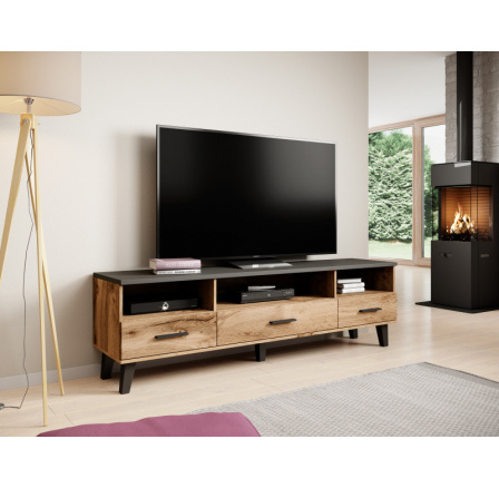 TV komód LOTTA RTV 180, wotan tölgy/fekete