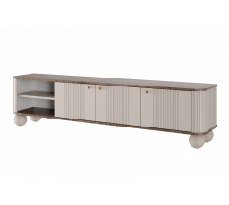 Szafka RTV Vesper 3D 187 cm - kaszmir / orzech / złote uchwyty / nogi kule