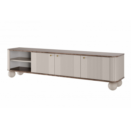 Szafka RTV Vesper 3D 187 cm - kaszmir / orzech / złote uchwyty / nogi kule