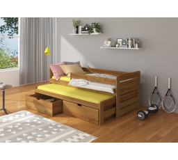 TOMI 180x80-as kétszemélyes ágy korláttal Tölgy