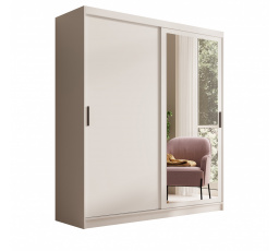 Tolóajtós és tükrös ruhásszekrény Hailey 180 Fehér+Fehér