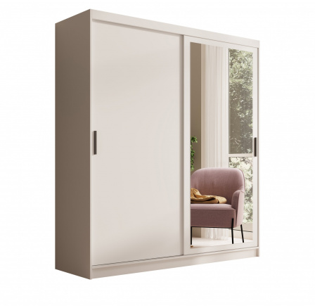Tolóajtós és tükrös ruhásszekrény Hailey 180 Fehér+Fehér