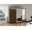 Tolóajtós szekrény tükörrel és LED világítással VIKI 180 Choco+Choco