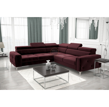 NAROŻNIK ORION I Z FUNKCJĄ SPANIA 255×255 CM - Odcienie bordowego , prawa