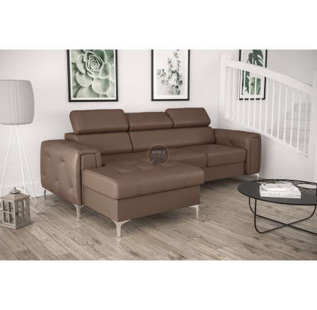 NAROŻNIK ORION MINI Z FUNKCJĄ SPANIA 255x165 CM SKÓRA NATURALNA - Skóry naturalne - Wybierz swój kolor , lewa