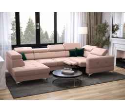 NAROŻNIK TOSCANIA MAX I RELAX Z FUNKCJĄ SPANIA170x350x185 CM - prawa , Odcienie różu