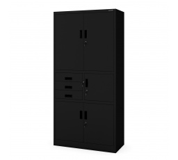 Irodai fém szekrény FILIP II iratok és dokumentumok számára, széfes, 900 x 1850 x 400 mm, fekete