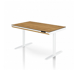 Elektromos magasságállítható sit-stand íróasztal fiókkal és Qi vezeték nélküli töltővel, fehér/arany tölgy, 1200 mm: ELLIS