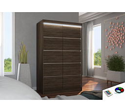 Tolóajtós szekrény LED világítással BENISSO 120 Choco+Choco