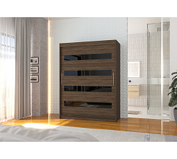 Tolóajtós szekrény lacobellel MARTINEZ 150 Choco+Black Lacobel