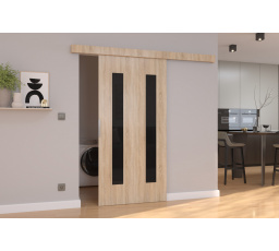 HERS 106 tolóajtó falra Sonoma+Fekete Lacobel