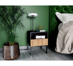 Lanzzi 40 Stolik Czarny Mat/Dąb Artisan Czarny Mat, Dąb Artisan 40x50