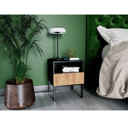 Lanzzi 40 Stolik Czarny Mat/Dąb Artisan Czarny Mat, Dąb Artisan 40x50