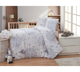 Krepové dětské povlečení do malé postýlky 90x135, 45x60 cm Zvířátka v zahradě nitěný knoflík