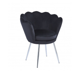 Velvet fekete fotel /ezüst lábak/ FR1-FX