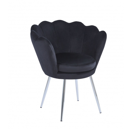Velvet fekete fotel /ezüst lábak/ FR1-FX