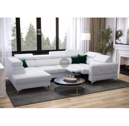 NAROŻNIK TOSCANIA MAX I RELAX Z FUNKCJĄ SPANIA170x350x185 CM - prawa , Biała eko skóra NAROŻNIK TOSCANIA MAX I RELAX Z FUNKCJĄ SPANIA170x350x185 CM - prawa , Biała eko skóra