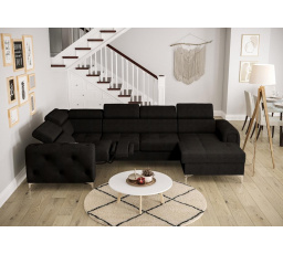 NAROŻNIK ORION MAX III RELAX Z FUNKCJĄ SPANIA 165x320x190 CM - Odcienie czarnego , lewa