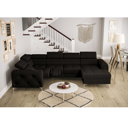 NAROŻNIK ORION MAX III RELAX Z FUNKCJĄ SPANIA 165x320x190 CM - Odcienie czarnego , lewa