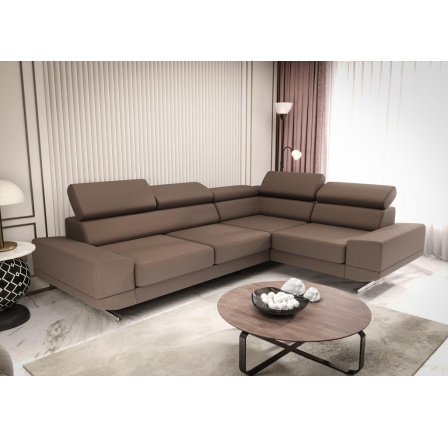 NAROŻNIK MILANO II SKÓRA NATURALNA - Skóra brązowa , prawa