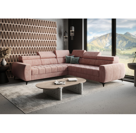NAROŻNIK ROZKŁADANY PORTO MAX 255X255 CM - prawa , Odcienie różu