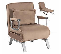 Fotel Rozkładany BART Beżowy Welurowy