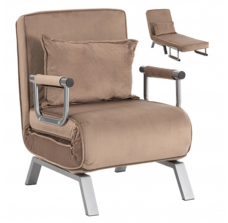 Fotel Rozkładany BART Beżowy Welurowy