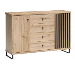 CALI C-4 komód, Artisan/Fekete matt